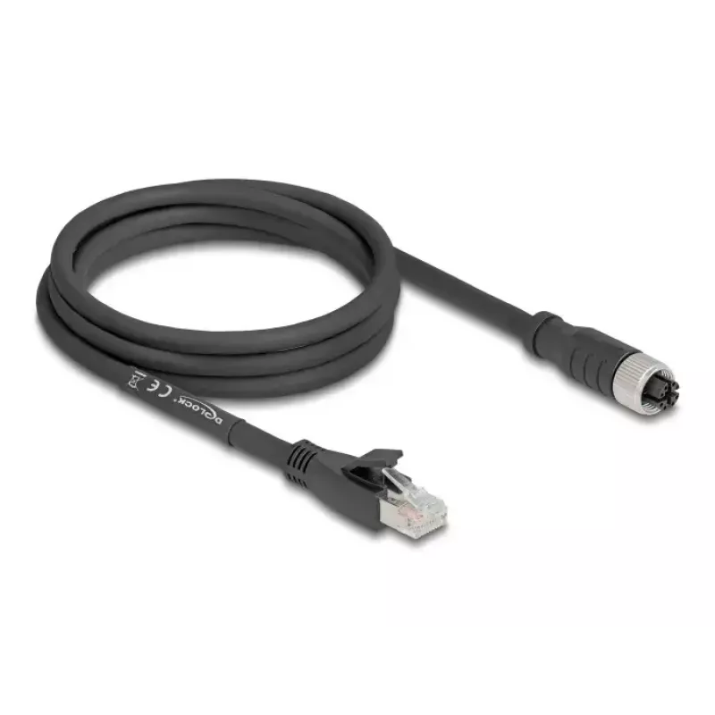 Netwerkkabel DeLOCK 80590 M12 naar RJ-45 Cat5e 2 m zwart
