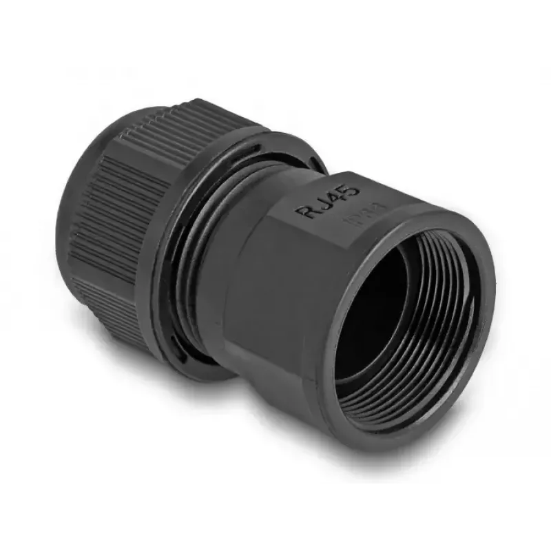 DeLOCK doorvoerkoppeling RJ45 IP67 waterdicht zwart