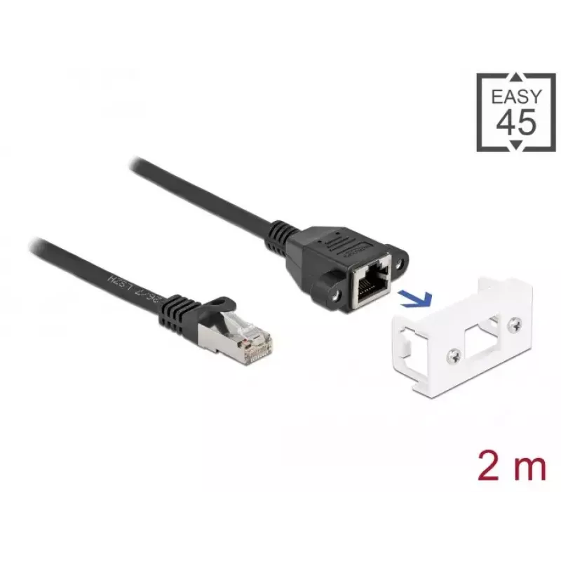 DeLOCK netwerkkabel 87112 2m Cat6a S/FTP RJ-45 zwart wit
