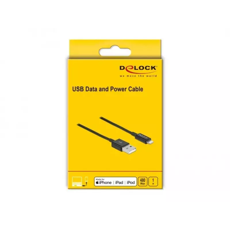USB-datakabel en oplaadkabel DeLOCK 83002 1 m zwart