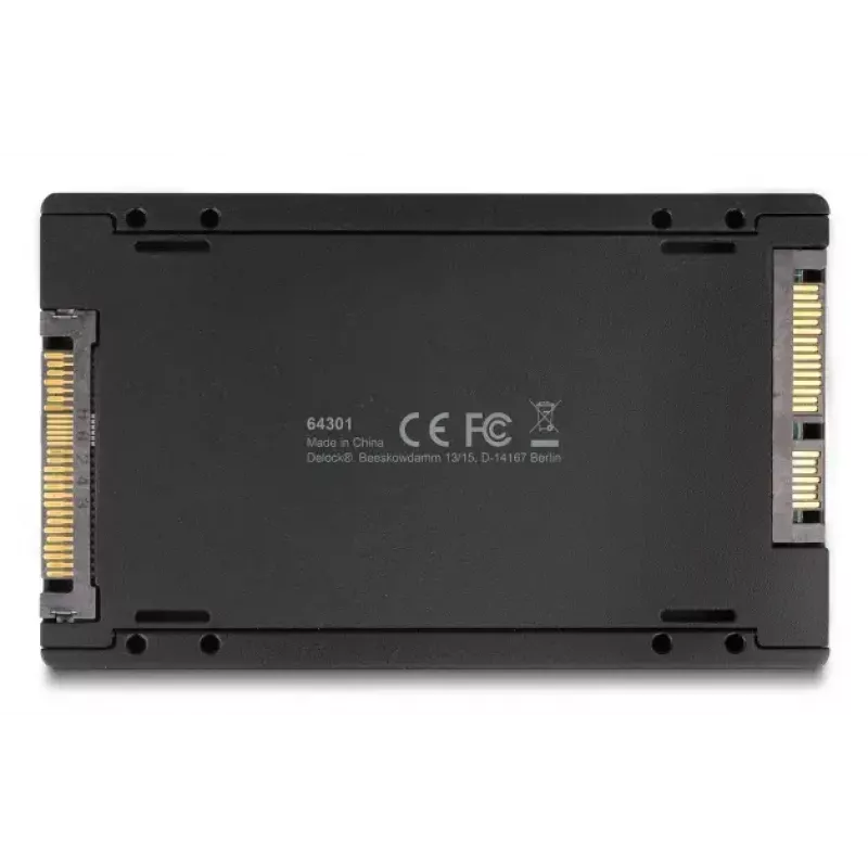 DELOCK interface-adapter U.2 (SFF-8639) naar M.2 Key M NVMe SSD, model 64301, zwart, host-stekker