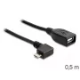USB-kabel Micro-USB B USB A DeLOCK 83271 0,5m zwart