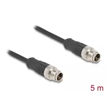 Netwerkkabel DeLOCK M12 kabel X-gecodeerd 8-polig stekker naar stekker Cat5e 5 m zwart