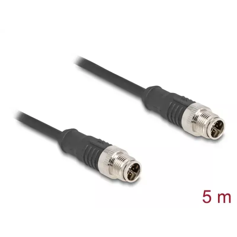 Netwerkkabel DeLOCK M12 kabel X-gecodeerd 8-polig stekker naar stekker Cat5e 5 m zwart