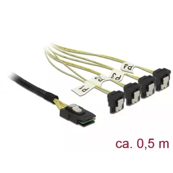 Interne stroomkabel DeLOCK 85686 0,5 m Mini SAS SFF-8087 naar 4 SATA
