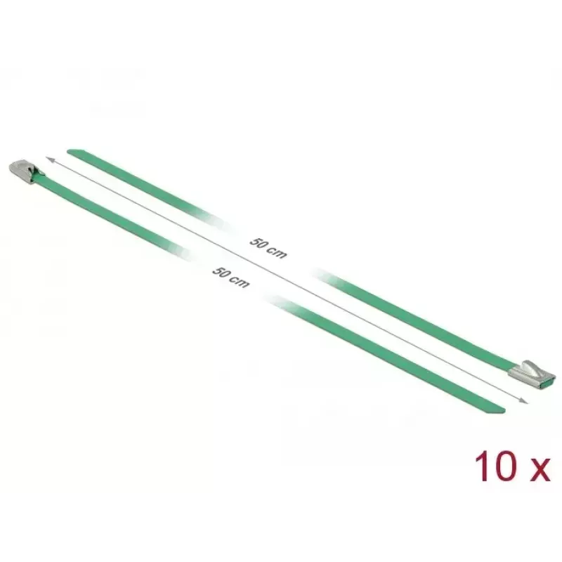 Kabelbinder DeLOCK 18804 staal groen 500mm 10 stuks