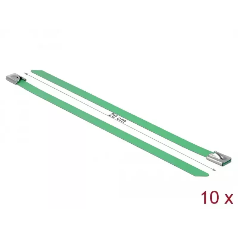Kabelbinder DeLOCK 18805 staal groen 200mm 10 stuks