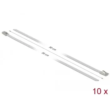 Kabelbinder DeLOCK 18820 roestvrij staal wit 500 mm 10 stuks
