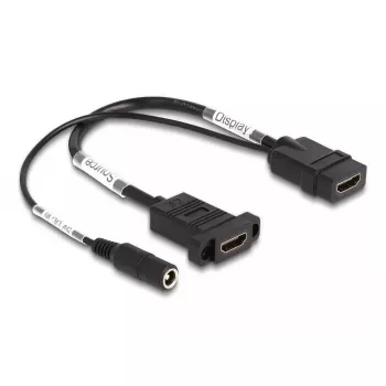 DeLOCK HDMI-kabel 4K 60 Hz met DC-voeding 2,1 x 5,5 mm 0,30 m paneelmontage