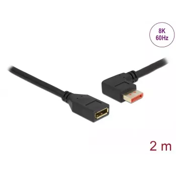 DisplayPort-verlengkabel DeLOCK 87075 2 m 90° links afgewinkeld