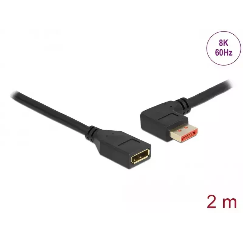 DisplayPort-verlengkabel DeLOCK 87075 2 m 90° links afgewinkeld
