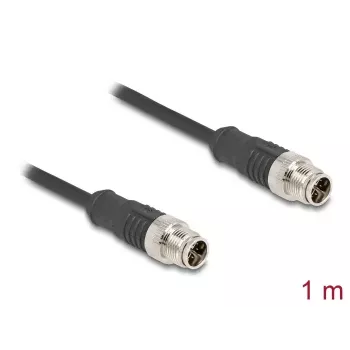 Netwerkkabel DeLOCK M12 kabel X-gecodeerd 8-polig stekker naar stekker Cat5e 1 m zwart