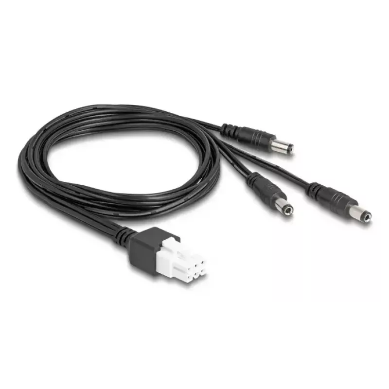 DeLOCK 90168 Kabel Mini-Fit 6-pins naar 3x DC 5,5x2,5 mm stekker, 1 m, zwart
