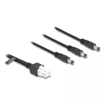 DeLOCK 90168 Kabel Mini-Fit 6-pins naar 3x DC 5,5x2,5 mm stekker, 1 m, zwart