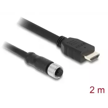 DELOCK M12 A-gecodeerd 17-polig (bus) naar HDMI (stekker) kabel 2 m