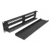 Kabelmanagement-routingpaneel 19 inch 2U DELOCK metaal zwart met 4 openingen