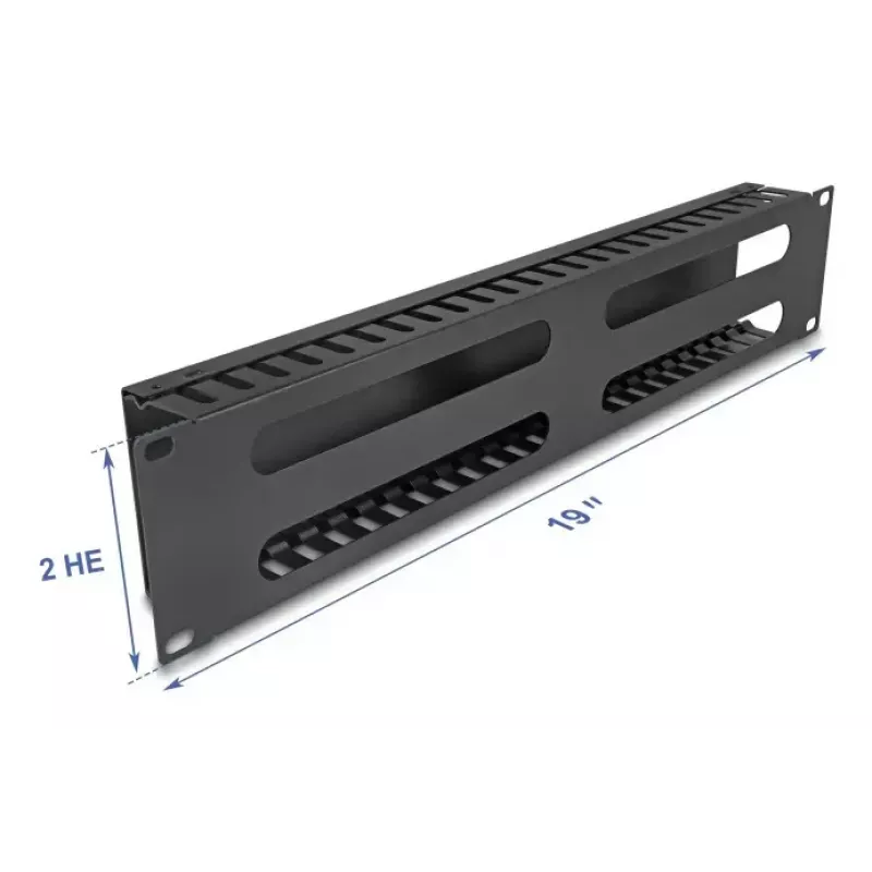 Kabelmanagement-routingpaneel 19 inch 2U DELOCK metaal zwart met 4 openingen
