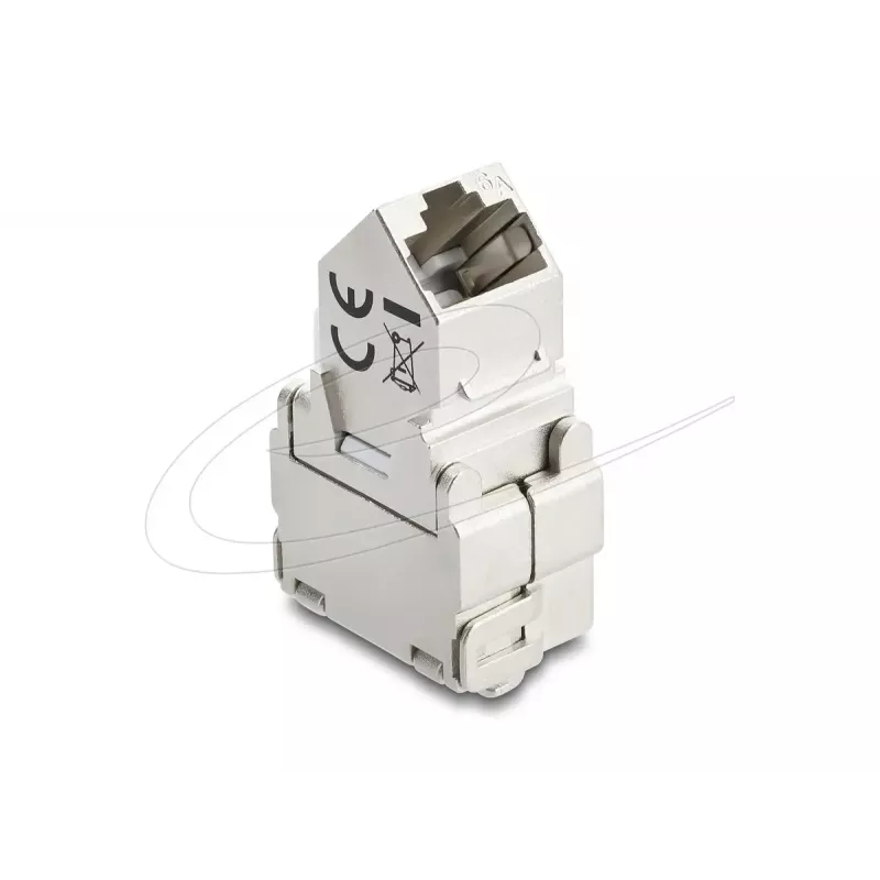 Delock 90938 Keystone-module RJ45 naar LSA Cat.6A, 45 graden gehoekt, afgeschermd, 180 graden kabelgeleiding, zonder gereedschap