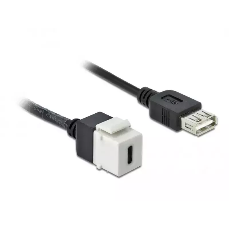 Keystone-module DeLOCK 86391 USB C plat zwart wit