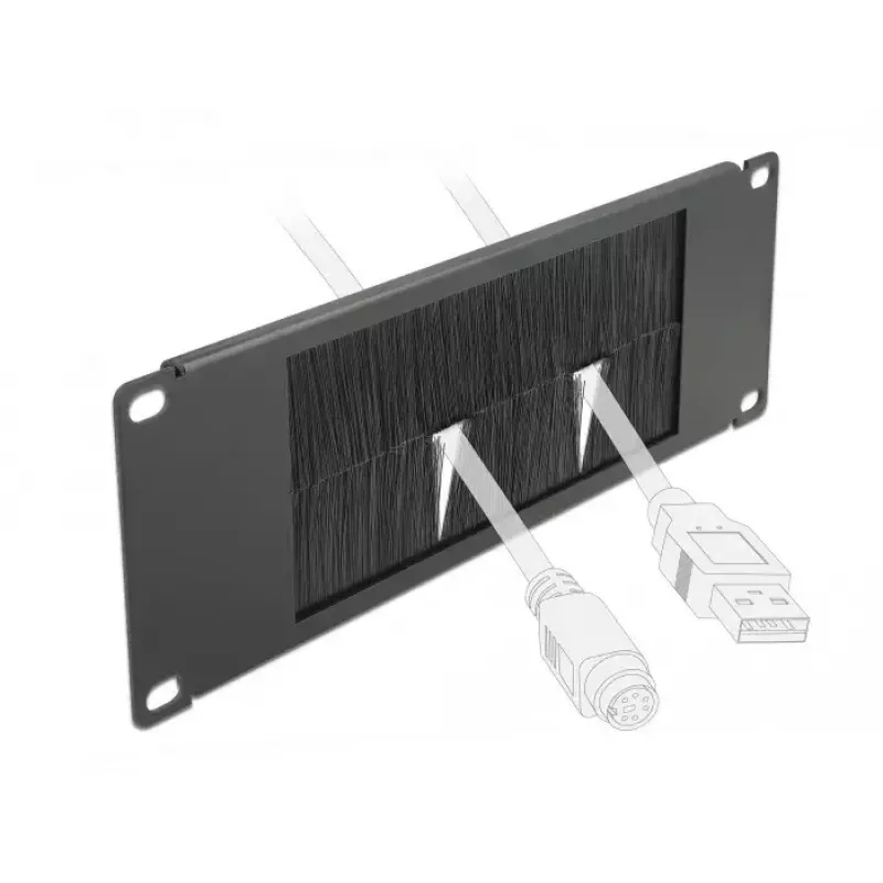 Brush panel DeLOCK 10 inch kabelmanagement-borstelstrip 2U zwart