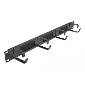 Borstelpaneel DeLOCK 19 inch kabelmanagement-borstelstrip met 4 haken 1U zwart