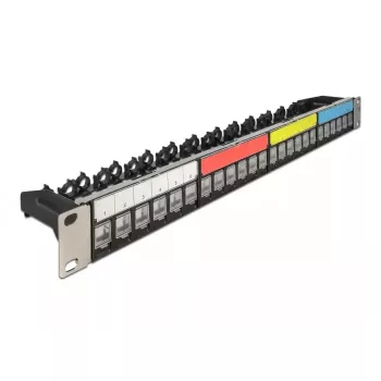 Patchpaneel DeLOCK 19 inch 24 poorten met kabelgeleidingsrail