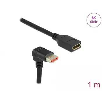 DisplayPort-verlengkabel DeLOCK 90° naar beneden afgeschuind 8K 1m