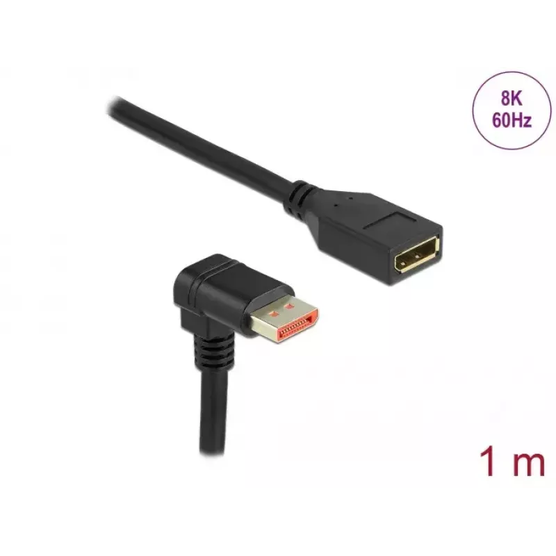 DisplayPort-verlengkabel DeLOCK 90° naar beneden afgeschuind 8K 1m