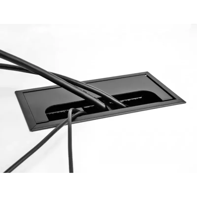Kabeldoorvoer DELOCK 66857 voor bureau, zwart, 80×280×28 mm, 1 stuk