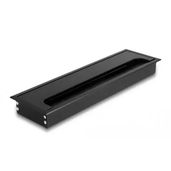 Kabeldoorvoer DELOCK 66857 voor bureau, zwart, 80×280×28 mm, 1 stuk