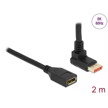 DisplayPort-verlengkabel DeLOCK 90° naar boven afgeschuind 8K 60 Hz 2 m