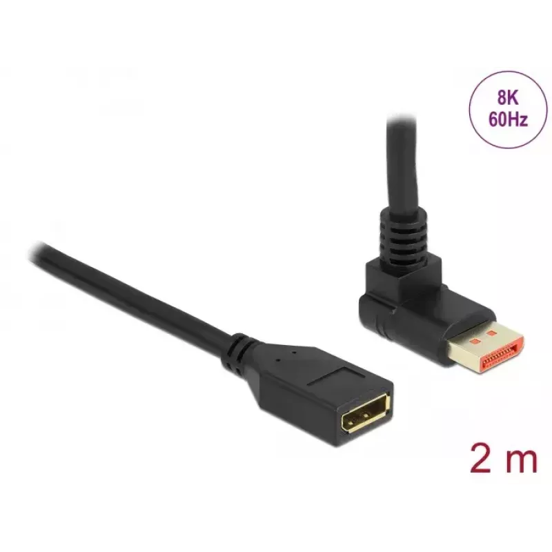 DisplayPort-verlengkabel DeLOCK 90° naar boven afgeschuind 8K 60 Hz 2 m
