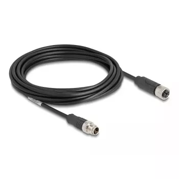 Netwerkkabel DeLOCK M12 kabel X-gecodeerd 8-polig stekker op bus Cat5e 5 m zwart