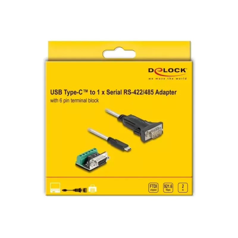 DeLOCK adapter USB 2.0 Type-C naar serieel RS-422/485 2 m 5V