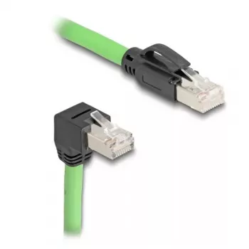 Netwerkkabel DeLOCK RJ45 Cat.6A stekker naar stekker haaks 1m groen