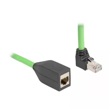 Netwerkkabel DeLOCK RJ45 Cat.6A stekker haaks omhoog naar bus 2m groen