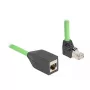 Netwerkkabel DeLOCK RJ45 Cat.6A stekker haaks omhoog naar bus 2m groen
