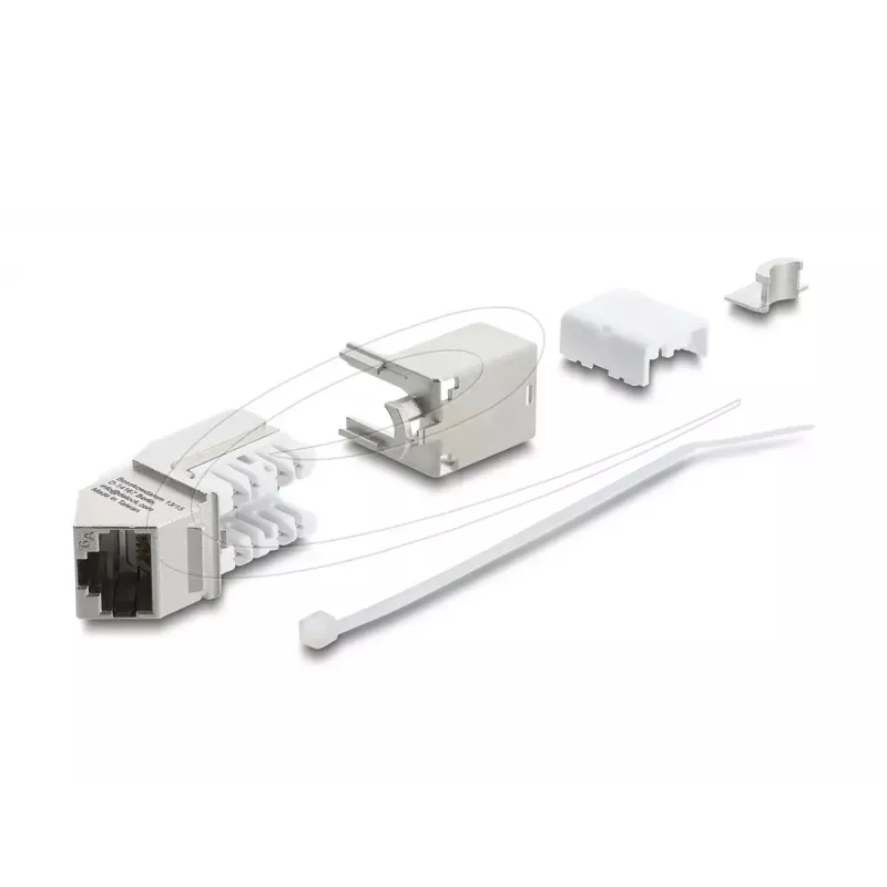 Delock 90937 Keystone-module RJ45 naar LSA Cat.6A, 45 graden gehoekt, afgeschermd, 90 graden kabelgeleiding, zonder gereedschap