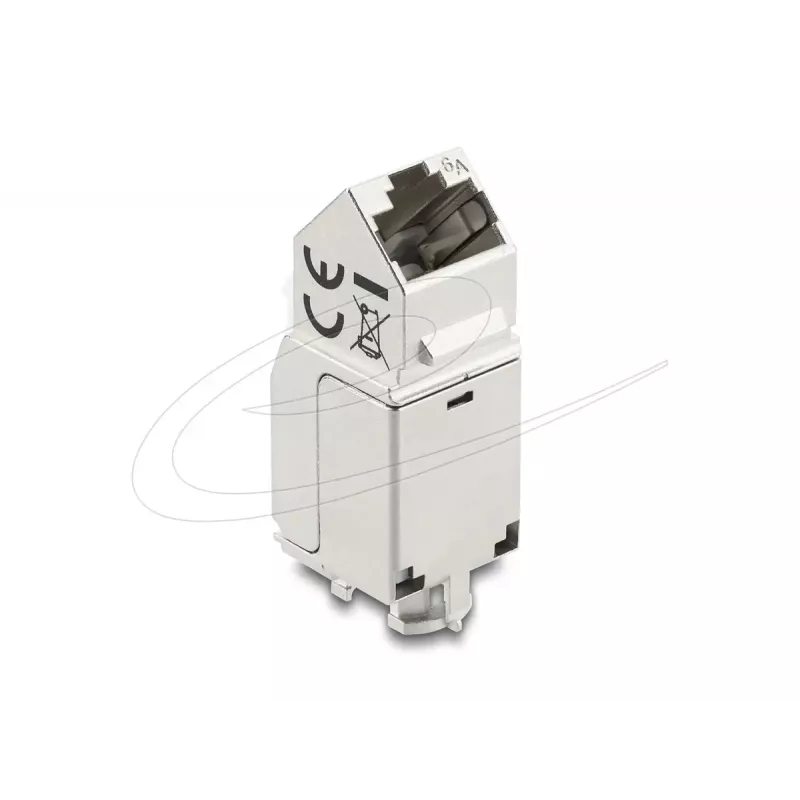 Delock 90937 Keystone-module RJ45 naar LSA Cat.6A, 45 graden gehoekt, afgeschermd, 90 graden kabelgeleiding, zonder gereedschap