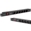 Stekkerdoos voor RACK 19 1U QOLTEC PDU 16A 6xSCHUKO 1,8m