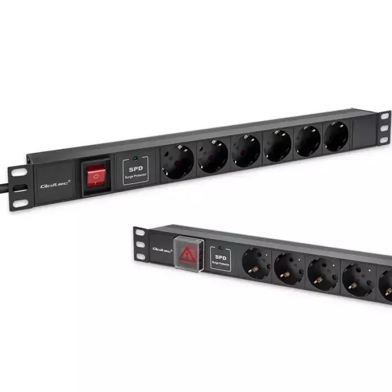 Stekkerdoos voor RACK 19 1U QOLTEC PDU 16A 6xSCHUKO 1,8m