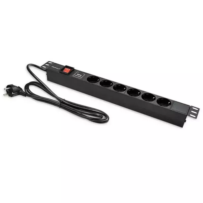 Stekkerdoos voor RACK 19 1U QOLTEC PDU 16A 6xSCHUKO 1,8m