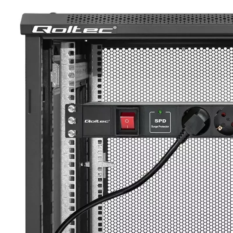 Stekkerdoos voor RACK 19 1U QOLTEC PDU 16A 6xSCHUKO 1,8m