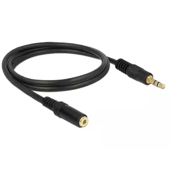 Audiokabel 3,5mm M-F DeLOCK 83764 1m zwart