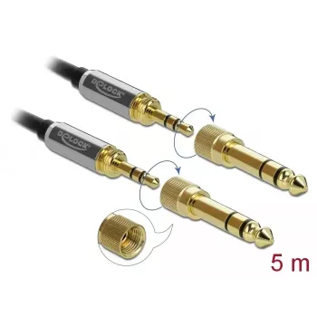 Audiokabel DeLOCK 85788 5m 3,5mm zwart grijs