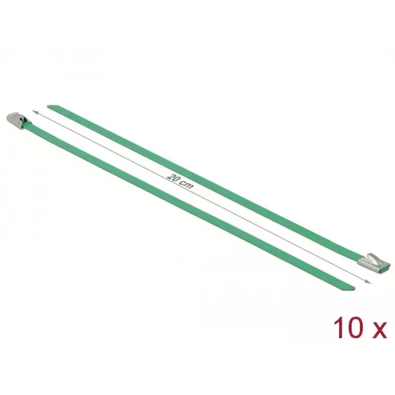 Kabelbinder DeLOCK 18801 roestvrij staal groen 200 mm 10 stuks