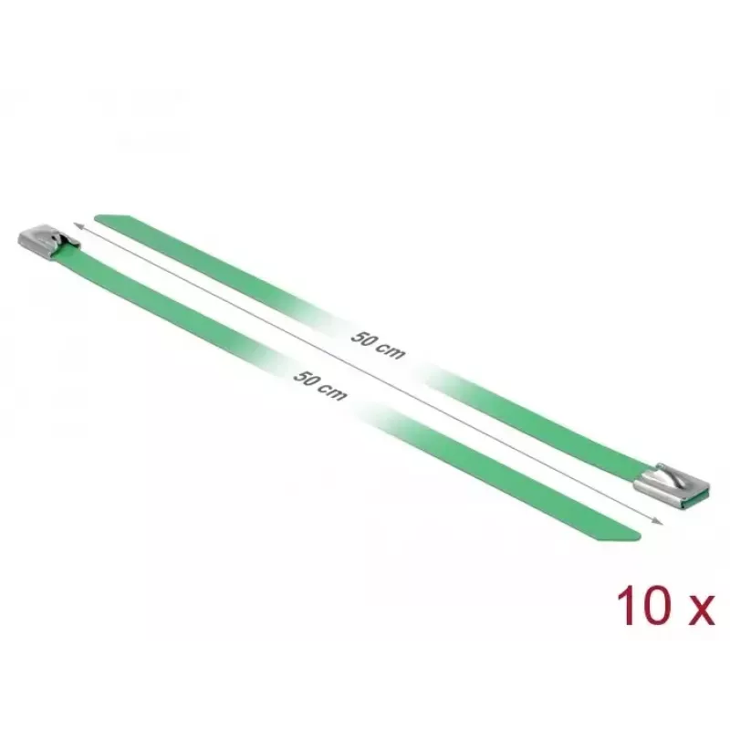Kabelbinder DeLOCK 18808 staal groen 10 stuks