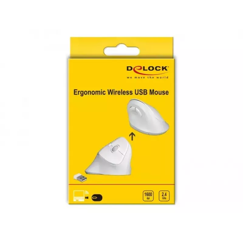 Muis DeLOCK 12596 Office rechtshandig RF draadloos 1600 DPI