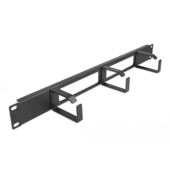 Kabelmanagementpaneel DeLOCK 19 inch 66657 zwart 1U met 2 openingen en 3 haken
