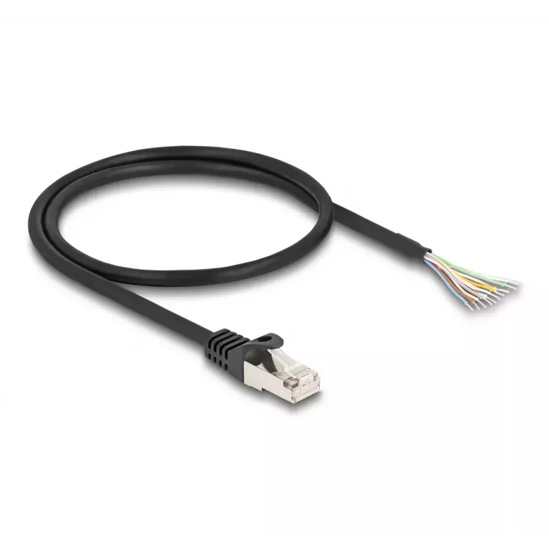 DeLOCK kabel RJ50 stekker naar open kabeleinden S/FTP 0,5 m zwart